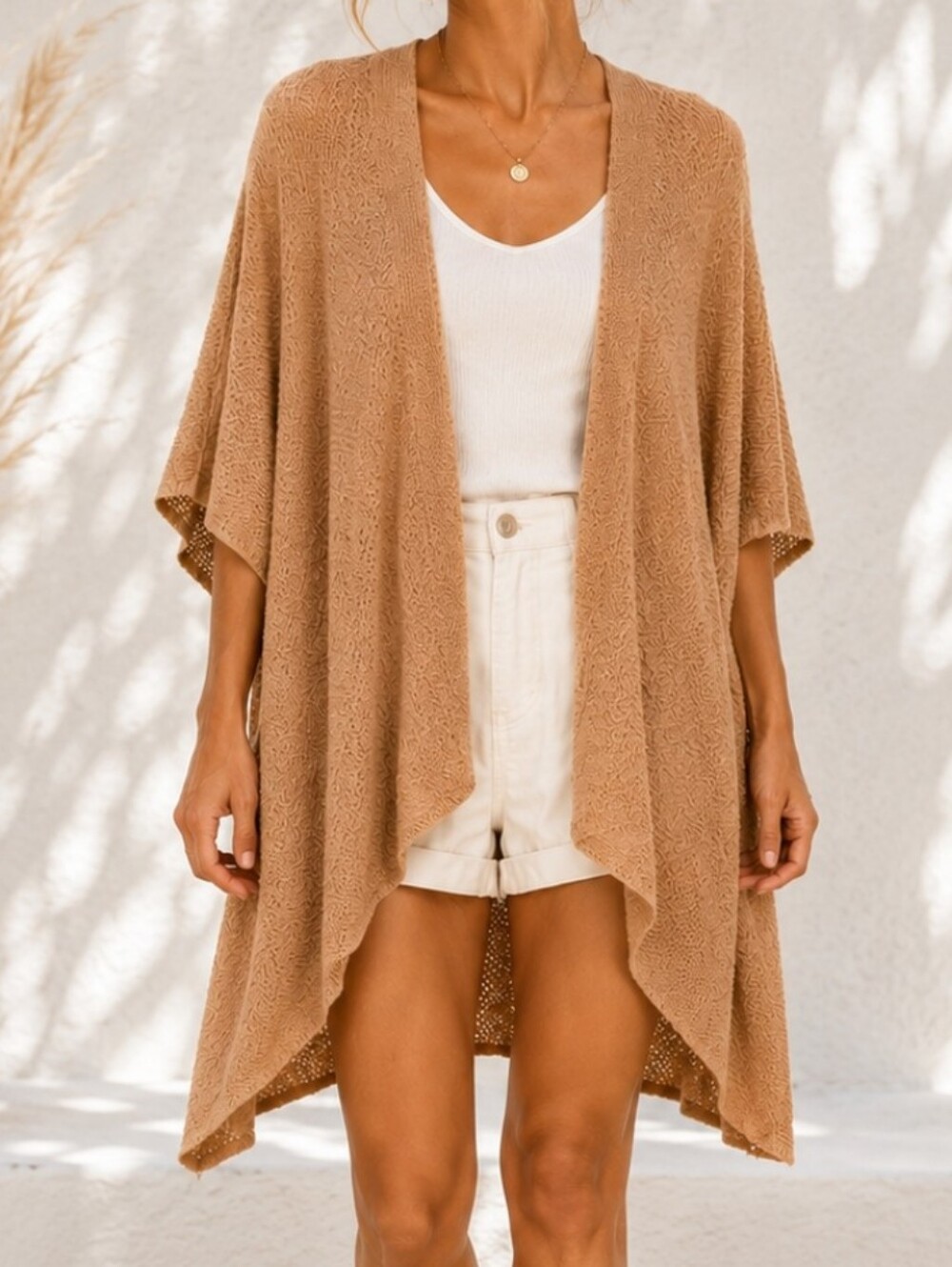 Aerie offline medium super soft oversized lightweight knit tan cardigan